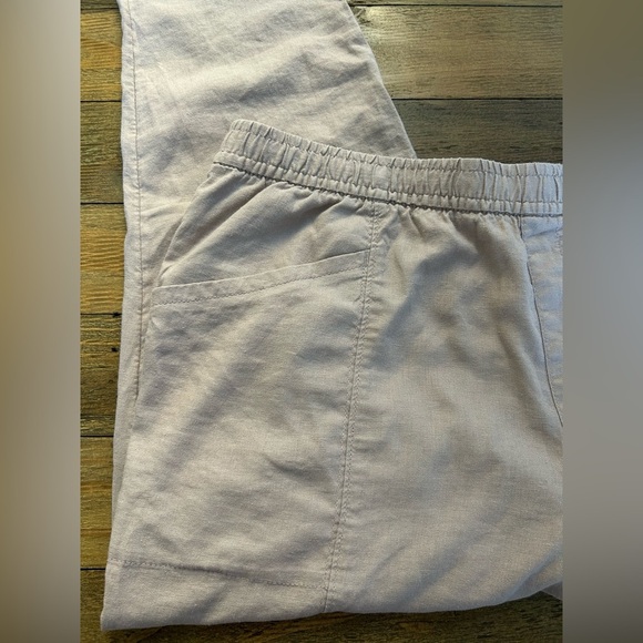 OLD NAVY Light Beige/Mauve LINEN BLEND Elastic Waist Pants - Picture 9 of 10